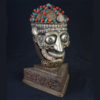 Tantric Human Full Skull Kapala with Repousse Stand