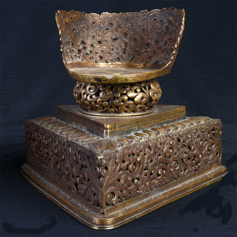 TS101D | Tantric Human Full Skull Kapala with Repousse Stand – 05