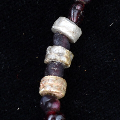 BC1259 | Necklace with Ancient Garnet Beads & Drilled Crinoids - 03 | BC1259 | Necklace with Ancient Garnet Beads & Drilled Crinoids - 03