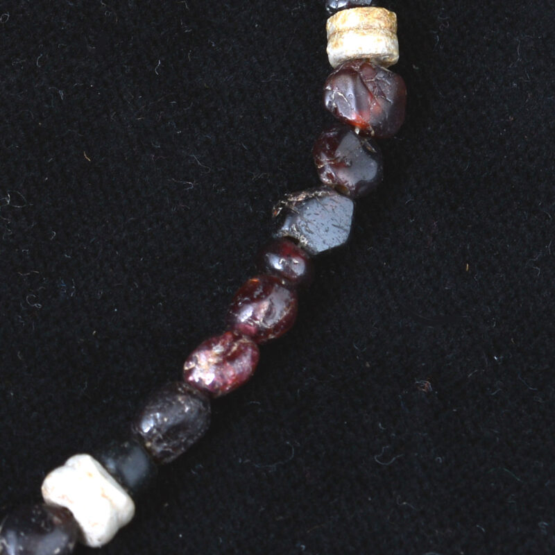 BC1259 | Necklace with Ancient Garnet Beads & Drilled Crinoids – 04
