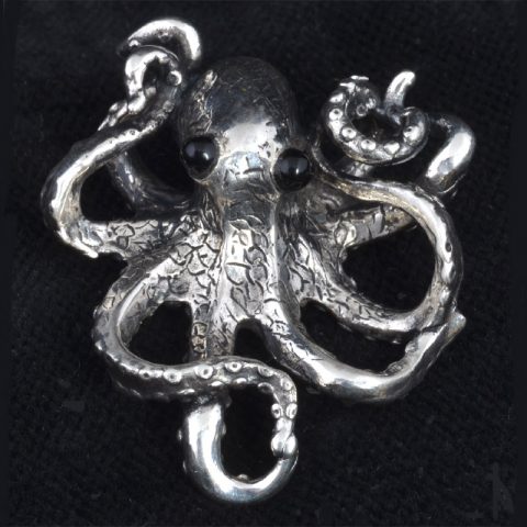 BBP54A | Sterling Octopus Pendant by Robert Burkett - 04