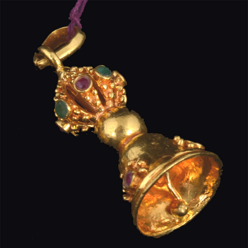 TTG24 | Solid Gold Jeweled Bell Pendant | TTG24 | Solid Gold Jeweled Bell Pendant