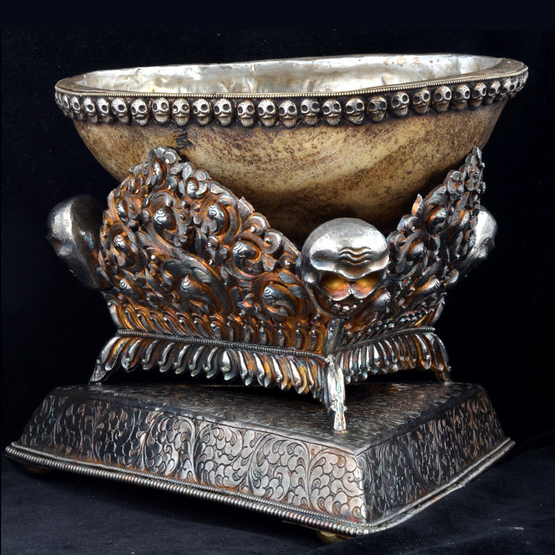 KPS503 | Silver Kapala Stand with Antique Finish - 02 | KPS503 | Silver Kapala Stand with Antique Finish - 02