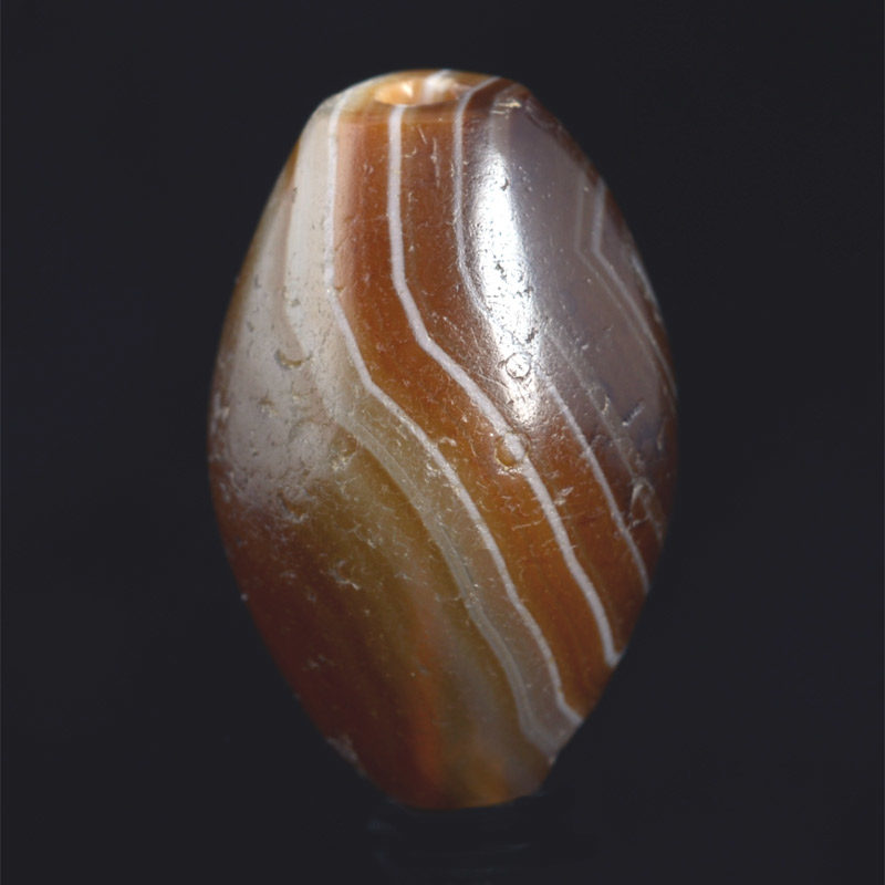 BC2357 | Ancient Banded Agate Chung Dzi Bead with One Eye – 02