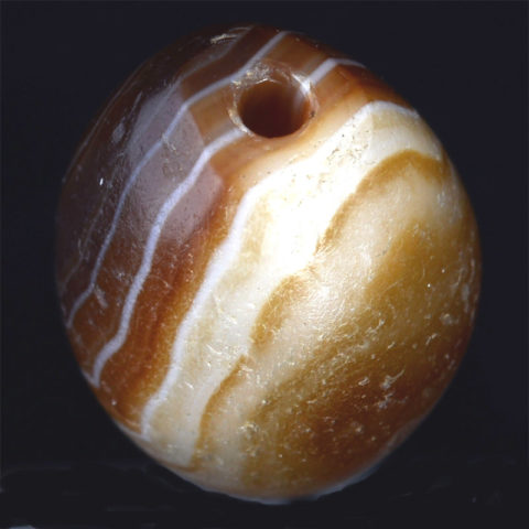 BC2357 | Ancient Banded Agate Chung Dzi Bead with One Eye - 04