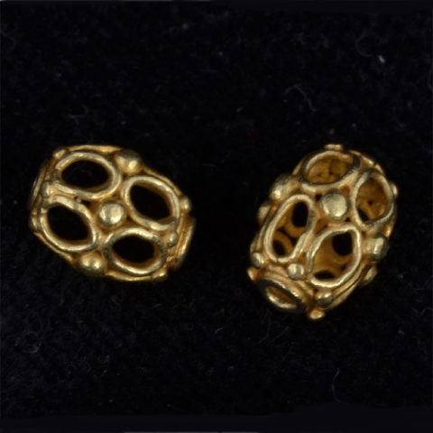 BC2841 | Pair of Basket Form Ancient Pyu Gold Beads