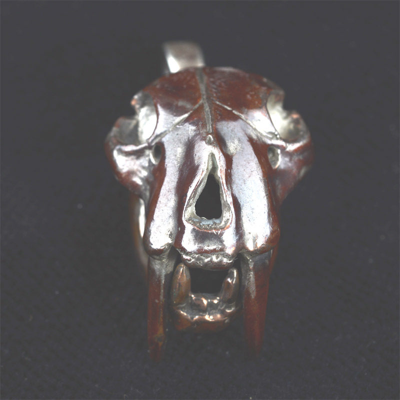 BBP37C | Smilodon Skull in Shibuichi & Silver w/Articulated Jaw  – 01