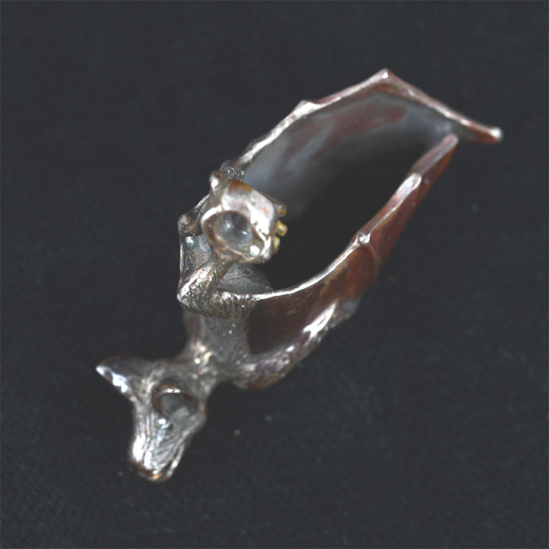 BBP32C | Bob Burkett Shibuichi Bat in Flight Pendant – 01