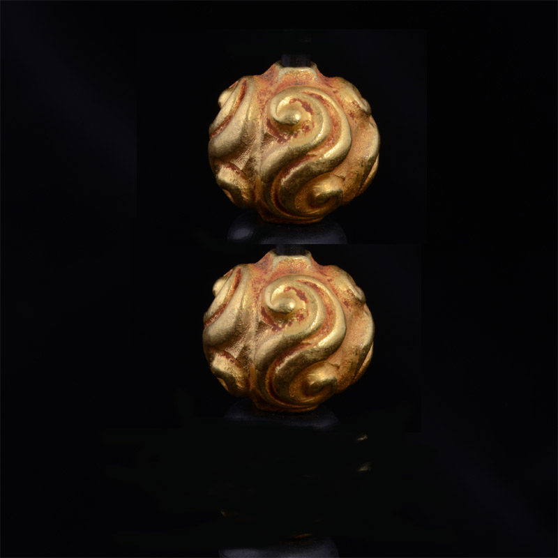 BC3265 | Pyu Gold Bead Reproduction, Pair of Balls - 00