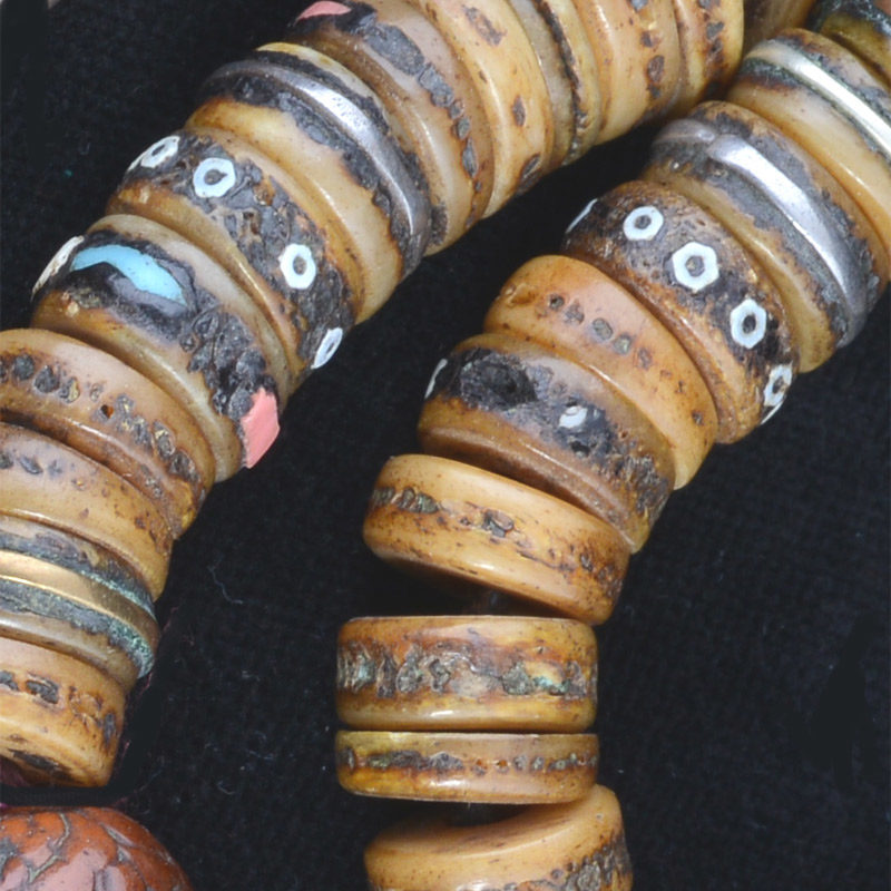 ML1062 | Antique Mala with Inlaid Bone Disks and Stellar Counters – 01