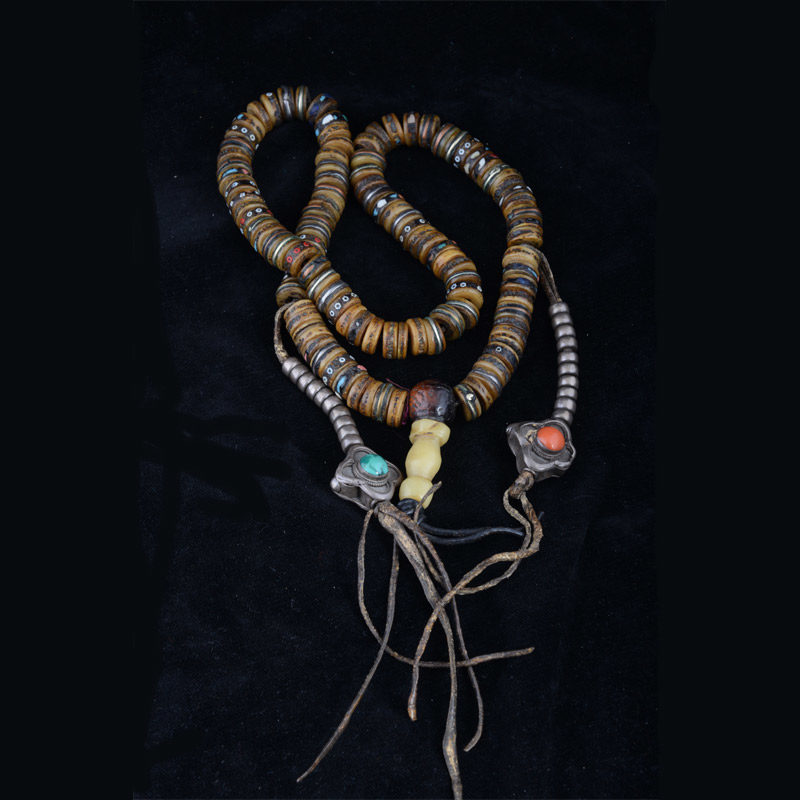 ML1062 | Antique Mala with Inlaid Bone Disks and Stellar Counters – 05