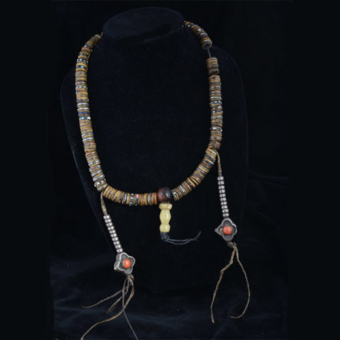 ML1062 | Antique Mala with Inlaid Bone Disks and Stellar Counters - 06