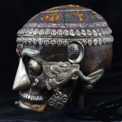 TS101.04 | Tantric Human Full Skull Kapala in Polychrome - 01