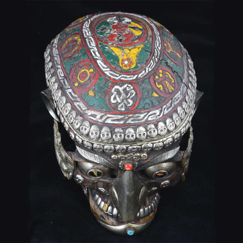 TS101.04 | Tantric Human Full Skull Kapala in Polychrome – 03