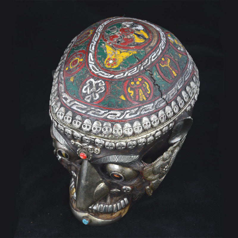 TS101.04 | Tantric Human Full Skull Kapala in Polychrome – 04