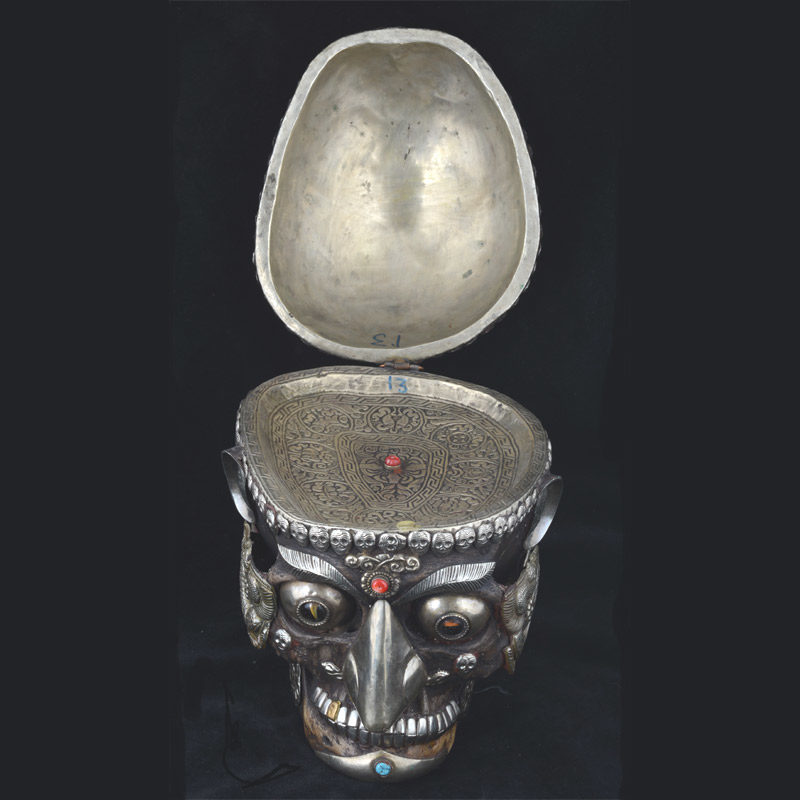 TS101.04 | Tantric Human Full Skull Kapala in Polychrome – 05