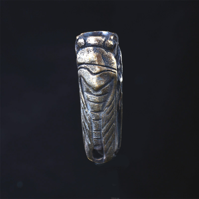 BB17BR |  Small Bronze Cicada Bead by Robert Burkett - 00