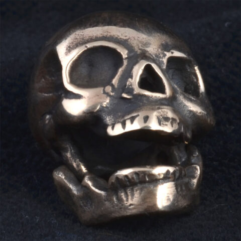 BBP49BRS | Polished Bronze Skull Bead with Hinged Jaw - 01
