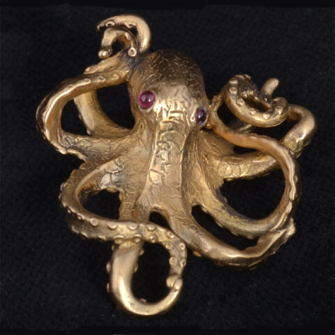 BBP54BRS | Large Polished Bronze Octopus Pendant by Robert Burkett - 02
