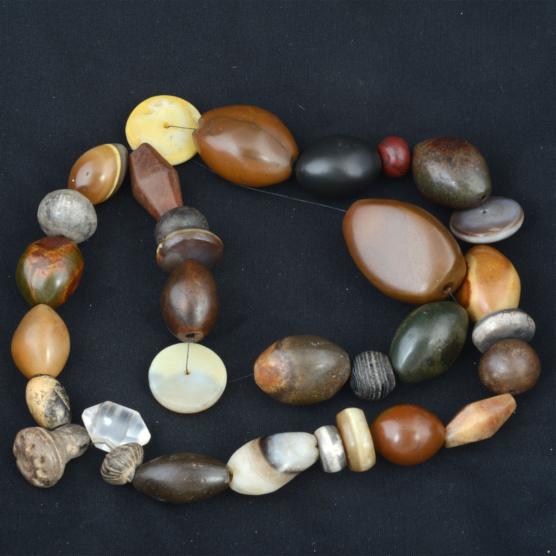Ancient Agates, Assorted w/Quartz and Carved Beads