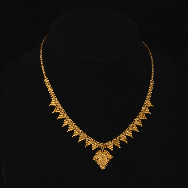 IG2102 | Indian Granulated Gold Necklace in 23K - 00