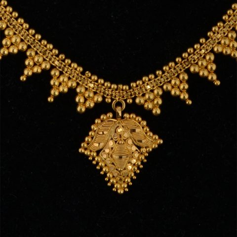 IG2102 | Indian Granulated Gold Necklace in 23K - 01 | IG2102 | Indian Granulated Gold Necklace in 23K - 01