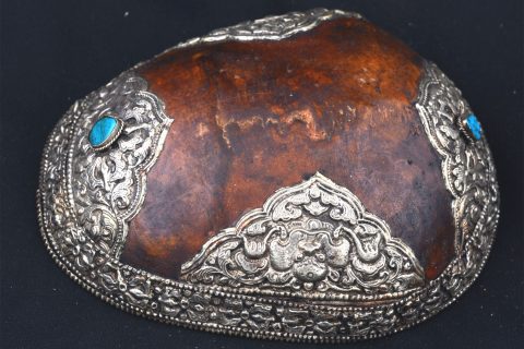 AA1143 | Kapala with Repousse Work & Turquoise Cabochons