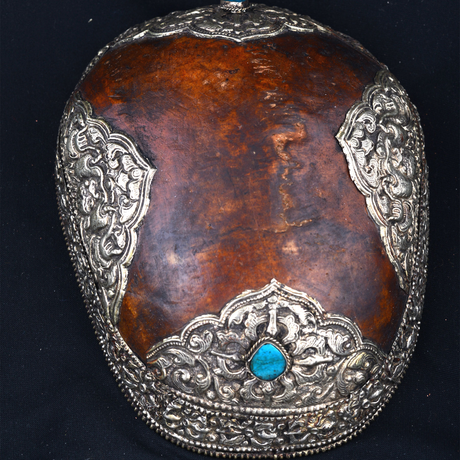 Kapala with Repousse Work & Turquoise Cabochons
