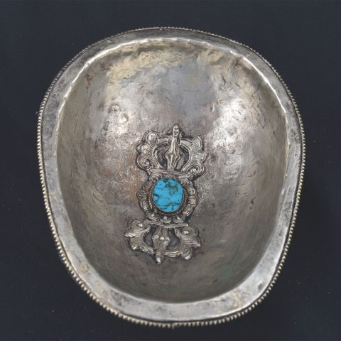AA11432 | Kapala with Repousse Work & Turquoise Cabochons
