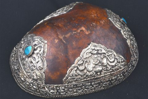 AA11433 | Kapala with Repousse Work & Turquoise Cabochons
