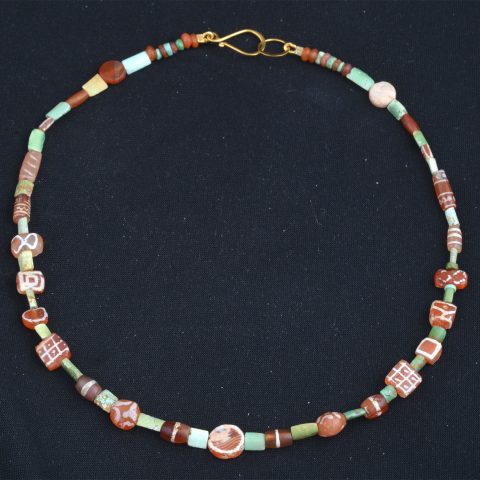 BC3460 | Bactrian Etched Carnelian with Turquoise Necklace