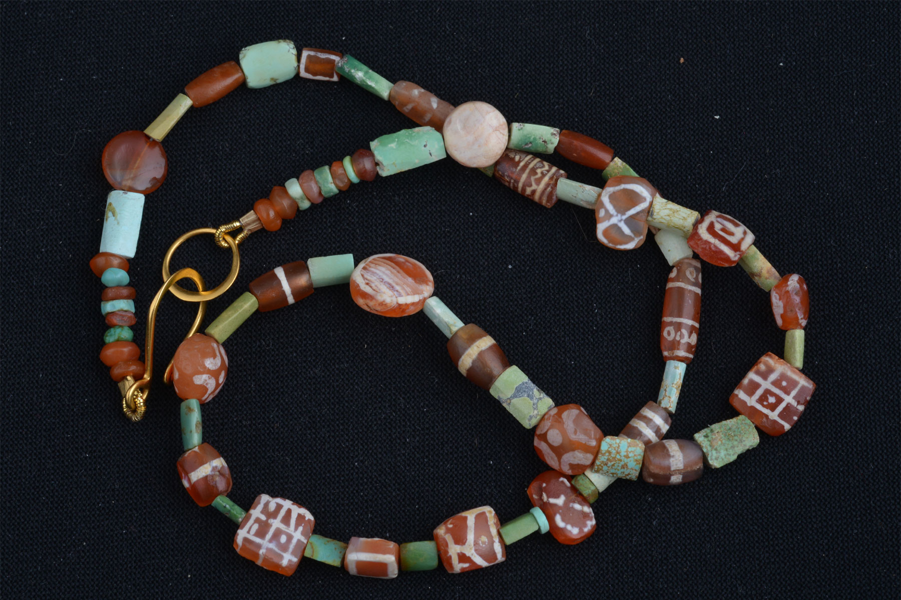 BC34601 | Bactrian Etched Carnelian with Turquoise Necklace