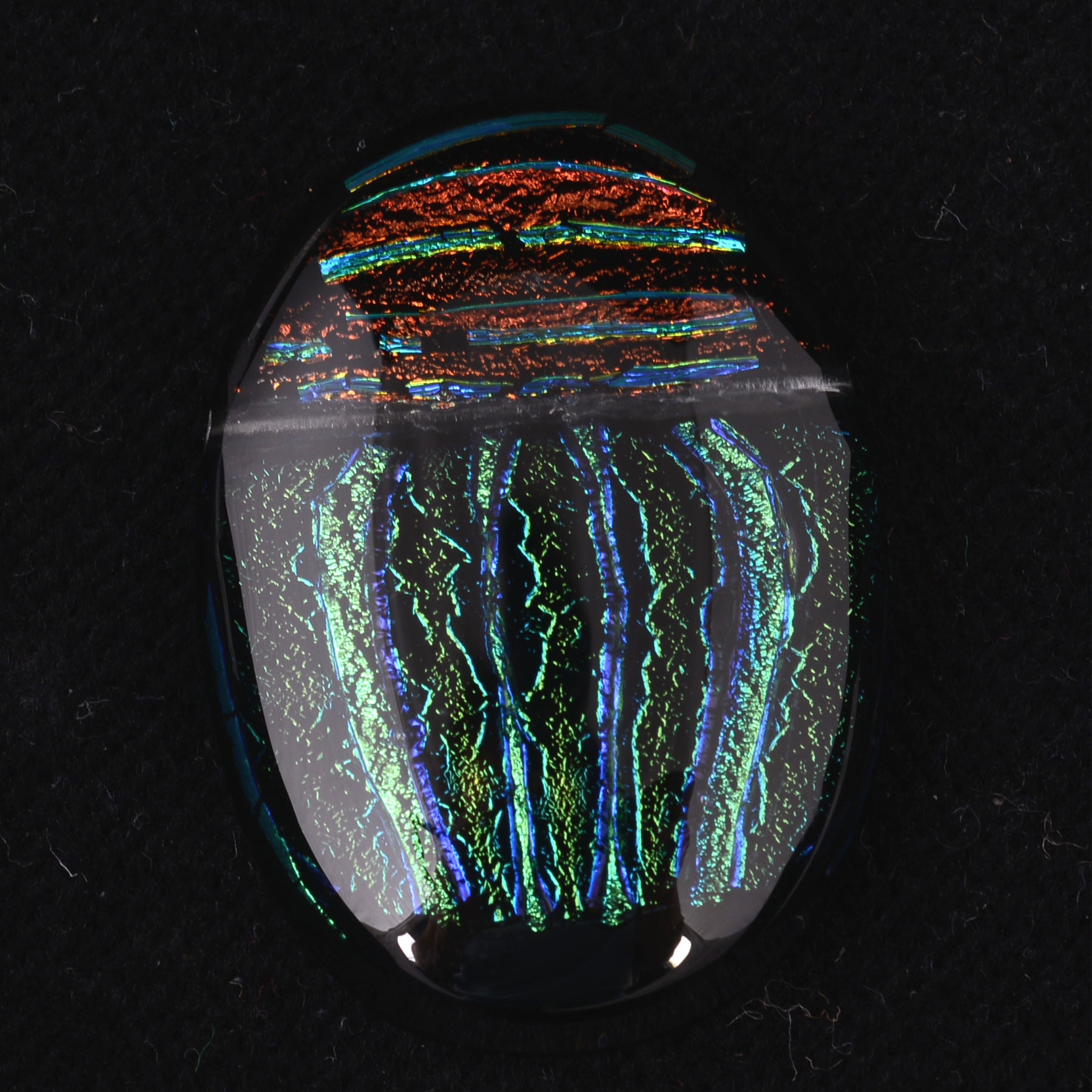 Medium Fused Glass Scarab Pendant by Bruce St. John Maher Blue/Green