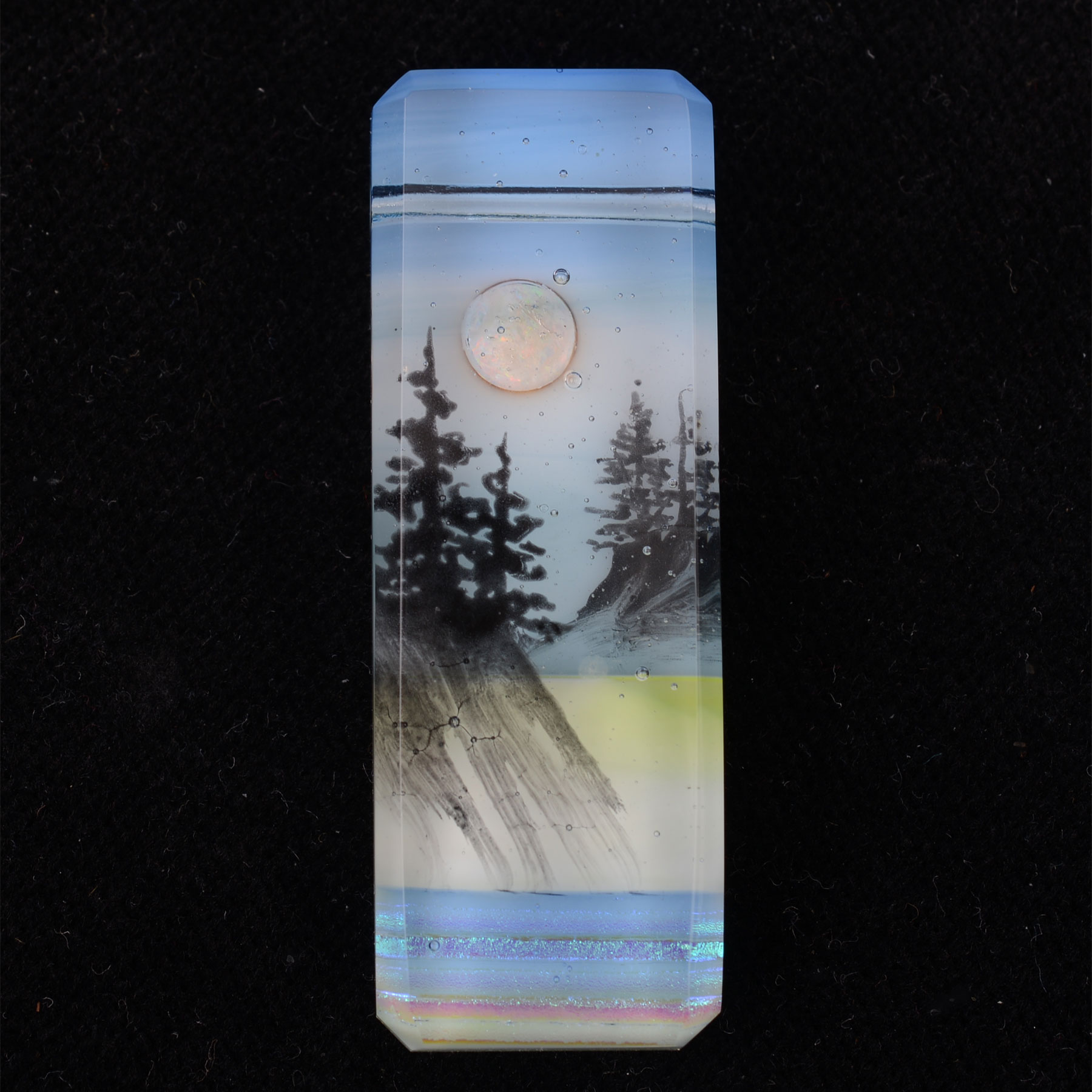 Fused Glass Treescape w/Opal Pendant by Bruce St. John Maher