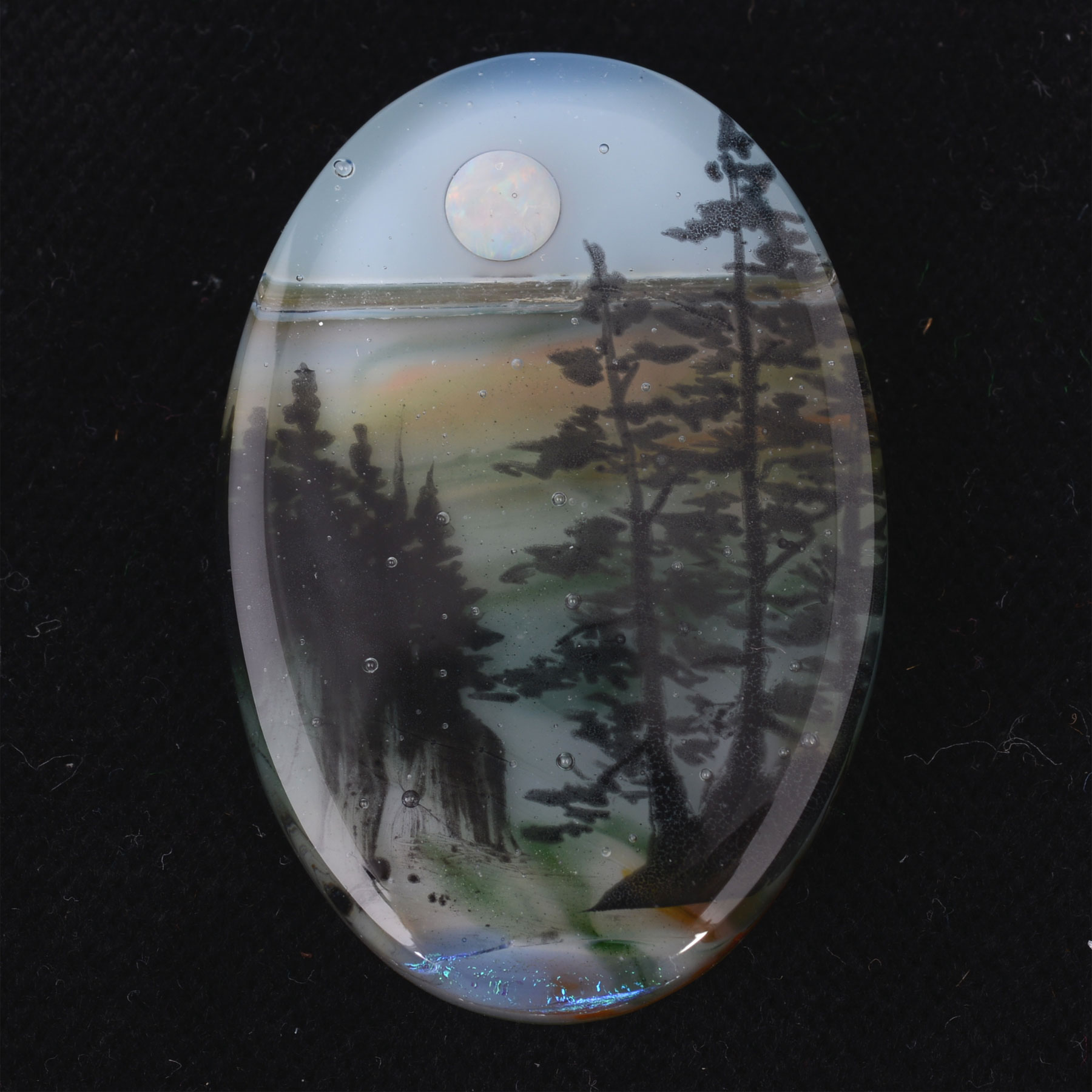 Treescape Oval  Pendant w/Opal by Bruce St. John Maher