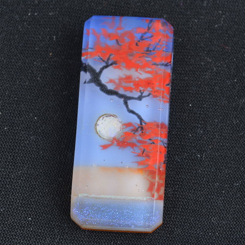 Fused Glass Japanese Trees w/Opal Pendant by Bruce St. John Maher