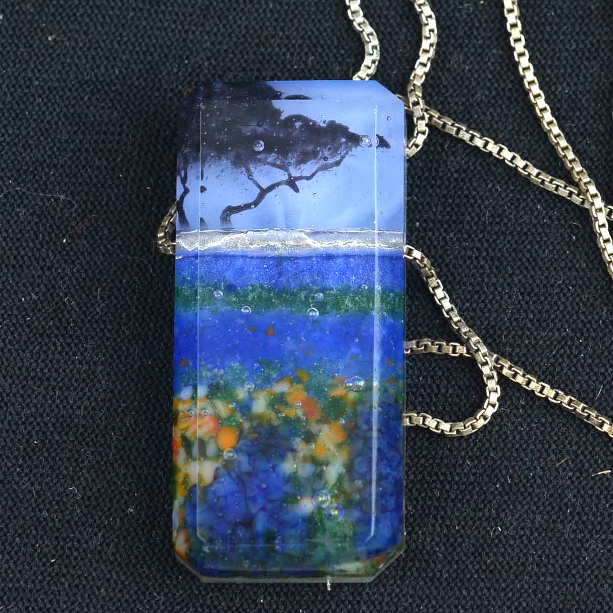 SJM5037 | Fused Glass Floral Pendant, by Bruce St. John Maher