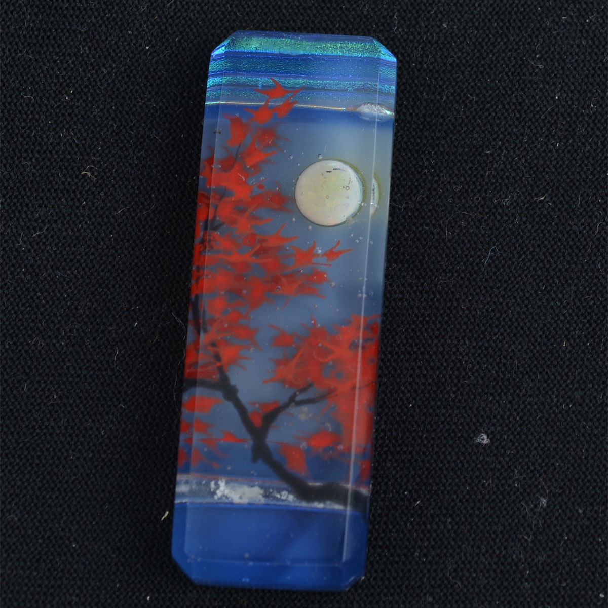 Japanese Maple Fused Glass Pendant w/Opal by Bruce St. John Maher