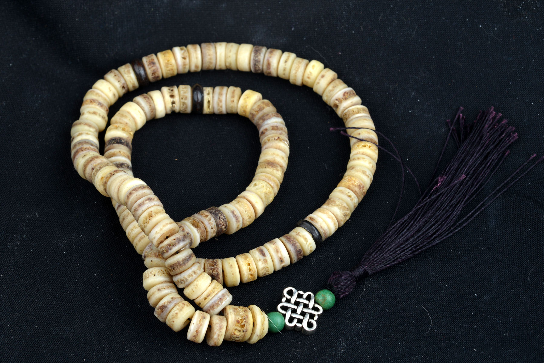 Human Bone Mala with endless knot