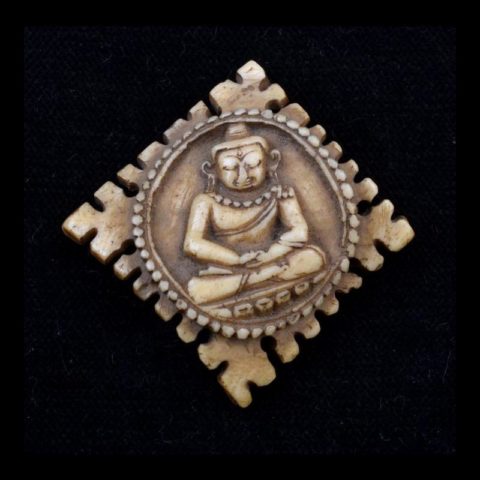 AA1064 | Antique Shaman's Apron Human Femur Bone Piece with Buddha Carving - 00