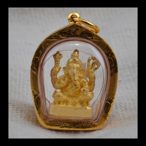 AMG1020 | Thai Ganesh Amulet in a 23k Gold Case