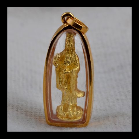 AMG1022 | Thai Kuan Yin Amulet in a 23k Gold Case