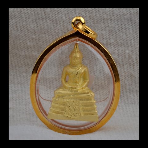 AMG1041 | Thai Seated Buddha Amulet in a 23k Gold Case