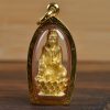 Thai Kwan Yin Deity Amulet in 22K Gold Case
