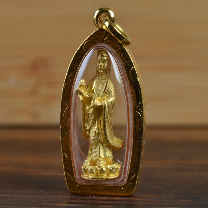 AMG1047 | Thai Kwan Yin Amulet in 23K Gold Case - 00