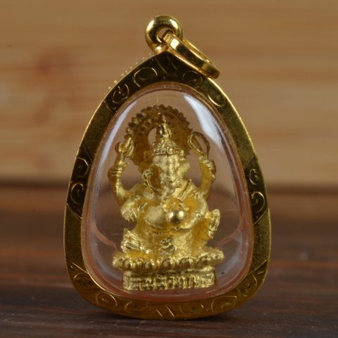 AMG1048 | Thai Ganesh Amulet in a 23k Gold Case - 00