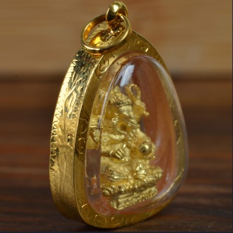 AMG1048c | Thai Ganesh Amulet in a 23k Gold Case