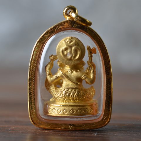 AMG1052 | Ganesh Deity Amulet in vermeil set in 23K Gold Case - 05