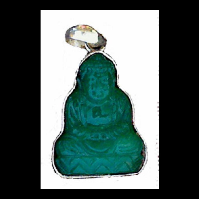 AP17 | Jade Glass Buddha, set in sterling | AP17 | Jade Glass Buddha, set in sterling