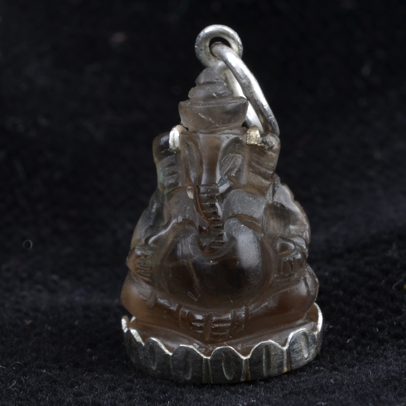 AP41 | Ganesha Amulet, carved withsterling, 3/4inch | AP41 | Ganesha Amulet, carved withsterling, 3/4inch